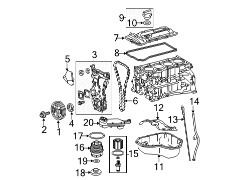 2010 Toyota Camry Filters Outer Cover Diagram for 11322-0V010