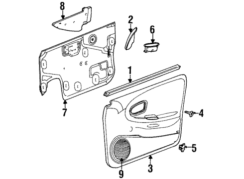 1996 Saturn SL Interior Trim - Front Door Sealing Strip, Front Side Door Window Inner Diagram for 21171266