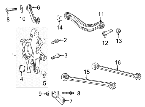 2016 Cadillac CT6 Rear Suspension Linkage Assembly Diagram for 22927239