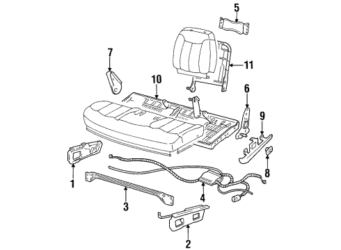 1999 Cadillac Escalade Tracks & Components Switch Asm, Driver Seat Lumbar Control *Gray Diagram for 12377285