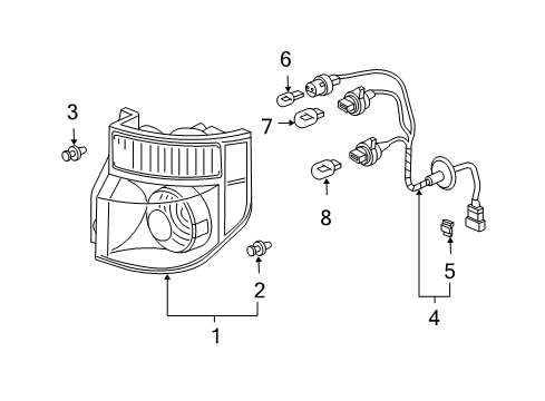 2009 Honda Element Bulbs Socket Diagram for 33502-SCV-A31