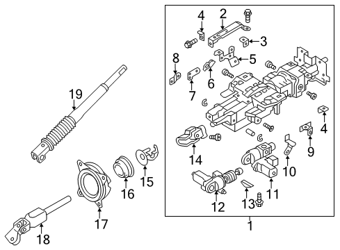 2014 Infiniti QX80 Steering Column & Wheel, Steering Gear & Linkage Joint Assy-Steering Column, Upper Diagram for 48070-1BA1B