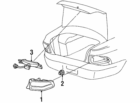 1995 Chrysler Cirrus Tail Lamps, High Mounted Stop Lamp, License Lamps Lamp-Tail Stop Turn Diagram for 4814360AC