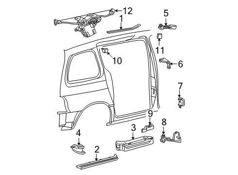 2006 Ford Freestar Door Hardware Track Diagram for 5F2Z-1725016-AA