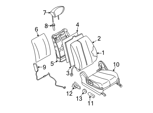 2006 Nissan Murano Heated Seats Cushion & ADJUSTER Assembly-Front, R Diagram for 873A2-CB20C