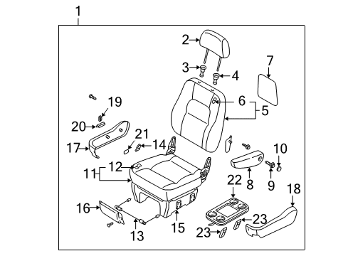 2004 Kia Sedona Power Seats Cushion Assembly, RH Diagram for 2K52Y57210BCQ5