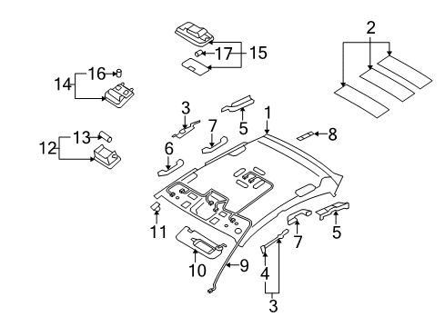 2012 Hyundai Elantra Interior Trim - Roof Overhead Console Lamp Assembly Diagram for 92800-2L000-4W