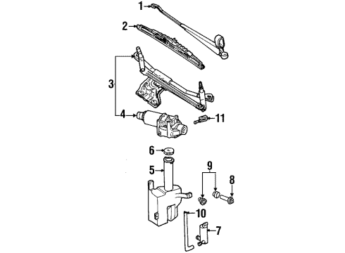 2002 Mercury Cougar Windshield - Wiper & Washer Components Wiper Blade Diagram for XS8Z-17528-AE