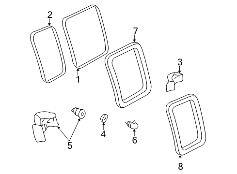 2009 Chevrolet Express 2500 Side Loading Door - Glass & Hardware Fixed Glass Diagram for 15281060