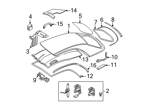 2001 BMW M3 Top & Components Moulding Left Diagram for 54217032151