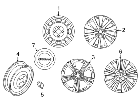 2020 Nissan Sentra Wheels, Covers & Trim Cover-Disc Wheel Diagram for 40315-6LB0A