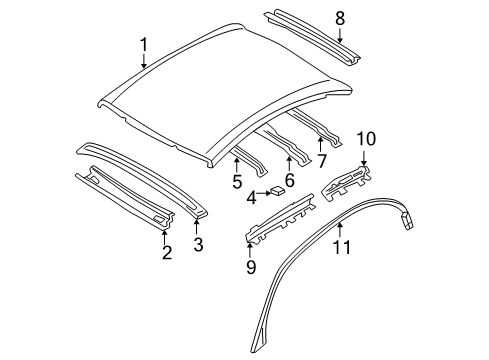 2002 Nissan Maxima Roof & Components WEATHERSTRIP-Roof Drip, L Diagram for 76843-2Y06A