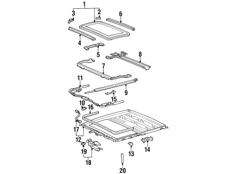 1997 Lexus LX450 Sunroof Cable Guide Case Diagram for 63221-60010