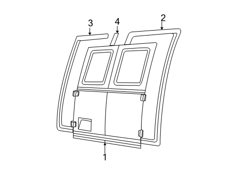 1994 Ford E-250 Econoline Back Door - Door & Components Weatherstrip Diagram for F2UZ-1541654-A