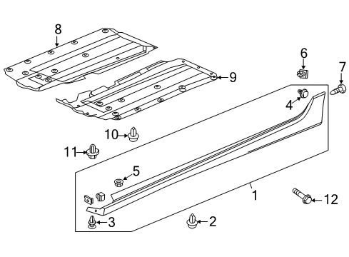 2020 Acura RLX Exterior Trim - Pillars, Rocker & Floor Cover Assembly, Left Front Floor (Lower) Diagram for 74657-TY2-A01