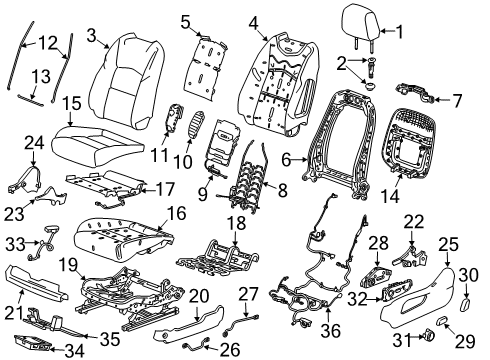 2020 Cadillac XT4 Heated Seats Seat Back Cover Diagram for 84571986