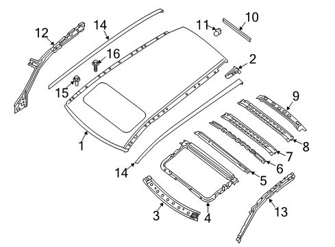 2019 Infiniti QX60 Roof & Components, Exterior Trim Clip-Moulding Diagram for 73858-AU100