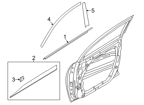 2022 Hyundai Kona Electric Exterior Trim - Front Door W/STRIP Assembly-FR Dr Belt O/S RH Diagram for 82220-J9001