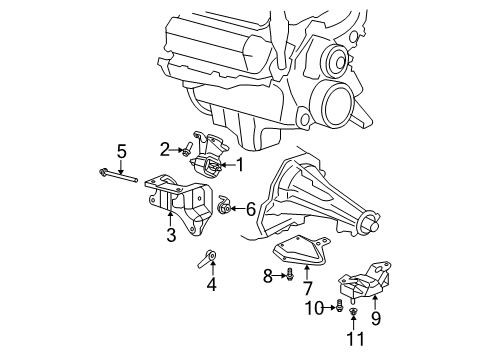 2005 Dodge Durango Engine & Trans Mounting Bracket-Transmission Mount Diagram for 52005140AA