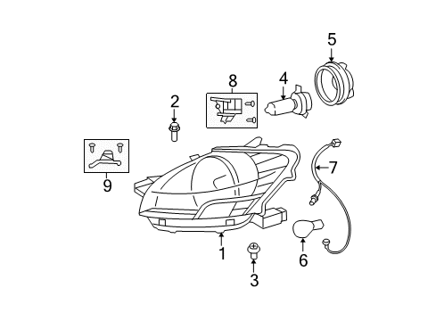 2011 Toyota Yaris Bulbs Socket & Wire Diagram for 81125-52750