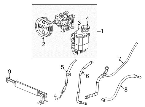 2011 Ram 2500 P/S Pump & Hoses Power Steering Pump Diagram for 68070906AC