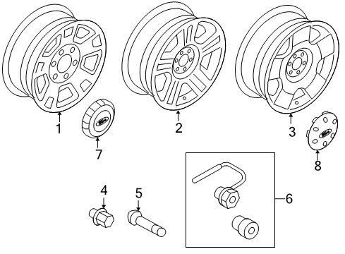 2007 Ford F-150 Wheels Center Cap Diagram for 4L3Z-1130-AB