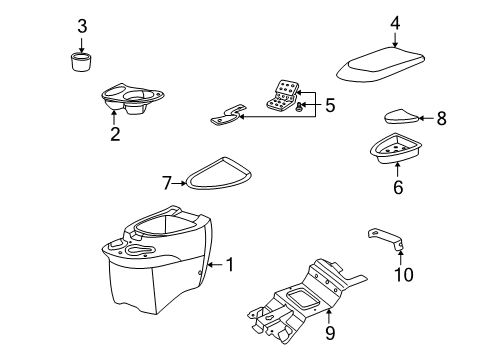 2002 Lincoln Blackwood Rear Console Cup Diagram for YL7Z-7813562-AA