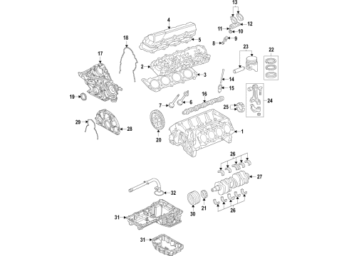 2020 Ford F-350 Super Duty Engine Parts, Mounts, Cylinder Head & Valves, Camshaft & Timing, Variable Valve Timing, Oil Cooler, Oil Pan, Oil Pump, Crankshaft & Bearings, Pistons, Rings & Bearings Push Rods Diagram for LC3Z-6565-B