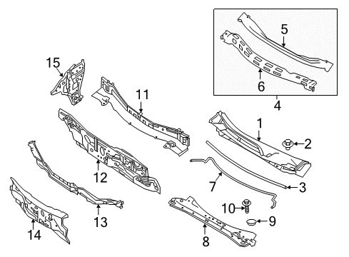 2015 Nissan Murano Cowl Bolt Diagram for 54459-3JA0A