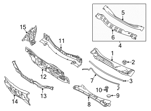 2017 Nissan Murano Cowl Bolt Diagram for 54459-3JA0B