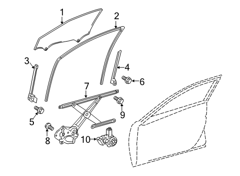 2007 Toyota Camry Front Door Rear Guide Diagram for 67404-06030