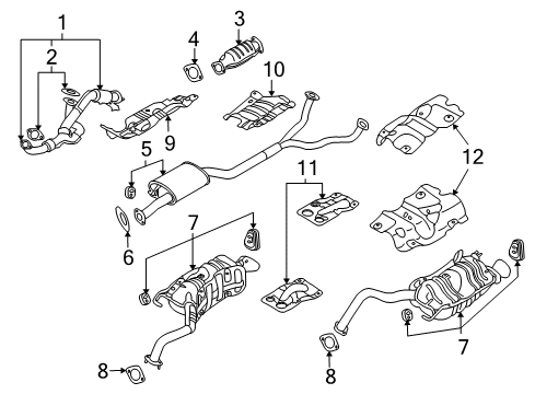 2010 Hyundai Veracruz Exhaust Components Tail With Muffler Pipe, Right Diagram for 28700-3J180