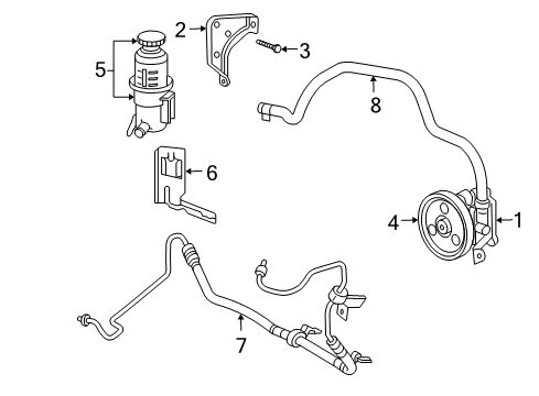2001 Chrysler PT Cruiser P/S Pump & Hoses Reservoir-Power Steering Pump Diagram for 4656986AB