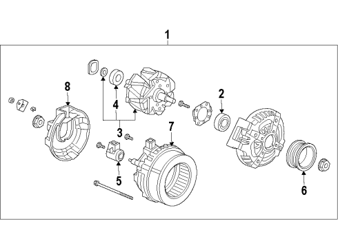 2013 Honda Crosstour Alternator Pulley, Decoupler Diagram for 31141-RV0-A01