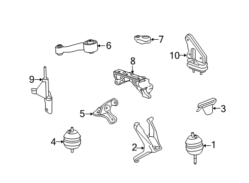 2010 Buick Lucerne Engine & Trans Mounting Strut Bracket Diagram for 15870777