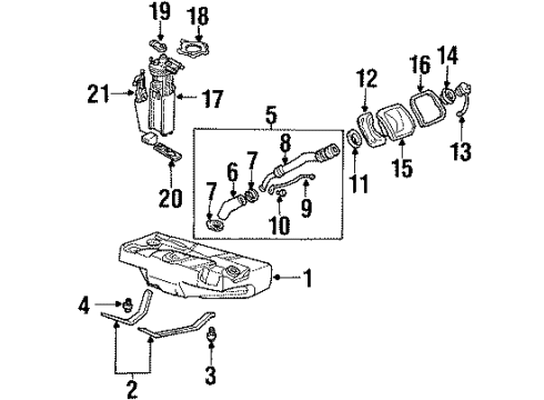2001 Oldsmobile Aurora Fuel System Components Strainer Pkg, Fuel Diagram for 25330711