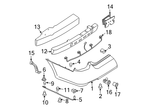 2004 Nissan Maxima Rear Bumper Closing-Rear Bumper, RH Diagram for 78818-7Y000