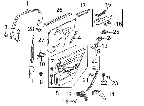 2010 Acura TL Rear Door Panel, Driver Side Switch (Graphite Black) Diagram for 83760-TK4-A01ZA