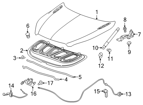 2020 Buick Envision Hood & Components Front Weatherstrip Diagram for 84300091