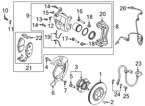 2019 Hyundai Veloster N Front Brakes Front Wheel Hub Assembly Diagram for 51750C1000