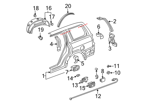 2003 Honda Pilot Fuel Door Holder, Jack Diagram for 63750-S3V-A00ZZ