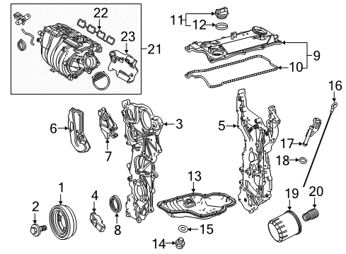 2019 Toyota Camry Intake Manifold Outer Timing Cover Cover Diagram for 11323-F0010