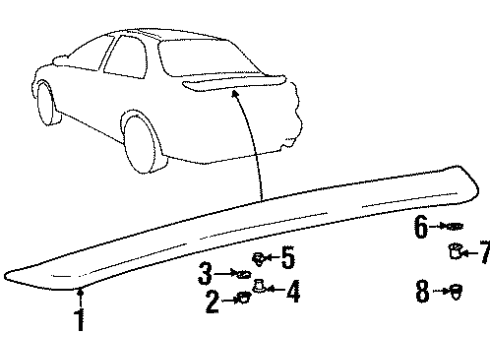 1995 Hyundai Accent Rear Spoiler Nut Diagram for 13170-06003