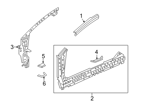 2016 Acura ILX Hinge Pillar Pillar, Left Front Diagram for 64515-TV9-A00ZZ