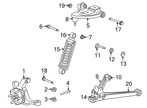 2016 Dodge Viper Front Suspension Components, Lower Control Arm, Upper Control Arm, Stabilizer Bar Nut-Hexagon Diagram for 6035641