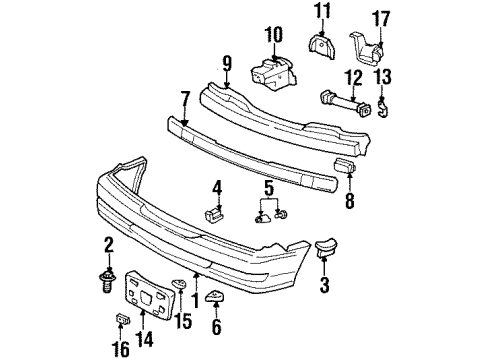 1997 Acura CL Front Bumper Plate, Water Screen Diagram for 74136-SV4-000