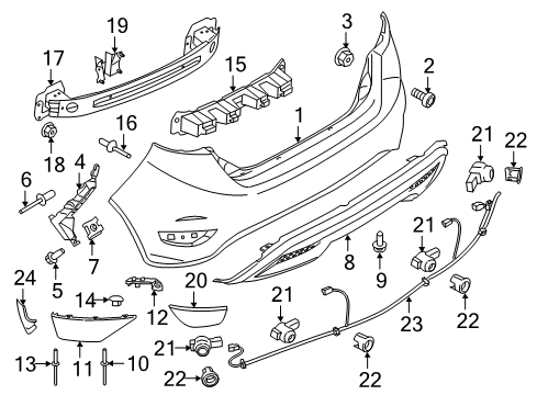 2019 Ford Fiesta Parking Aid Bumper Cover Diagram for D2BZ-17906-AB