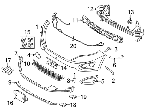 2015 Ford Edge Parking Aid Bumper Cover Diagram for FT4Z-17D957-APTM