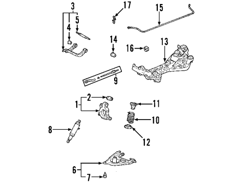 2001 Pontiac Aztek Rear Suspension, Lower Control Arm, Upper Control Arm, Ride Control, Stabilizer Bar, Suspension Components Bushing-Rear Stabilizer Shaft Diagram for 10301771