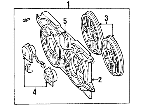 1997 Lincoln Continental Cooling Fan Fan Assembly Diagram for YF3Z-8C607-AA